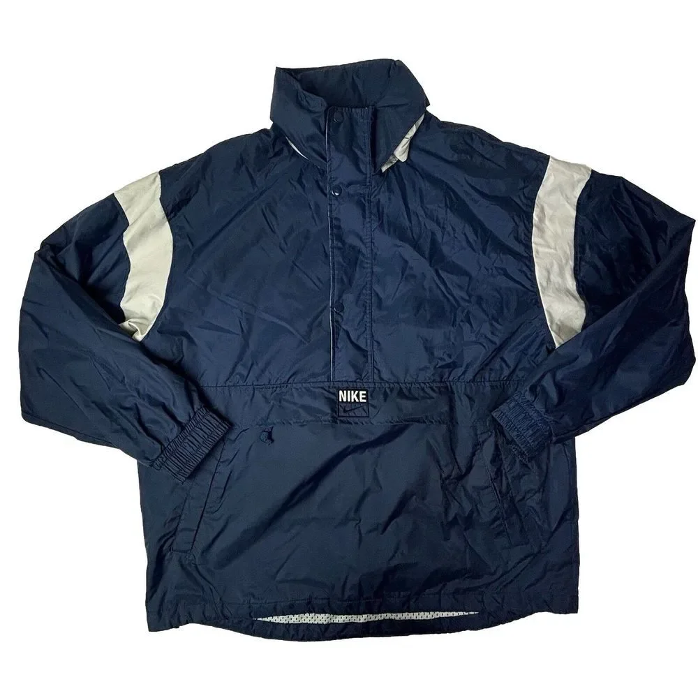 Vintage Nike Half Zip Pullover Windbreaker Convert Hood Large Sports Classic EUC
